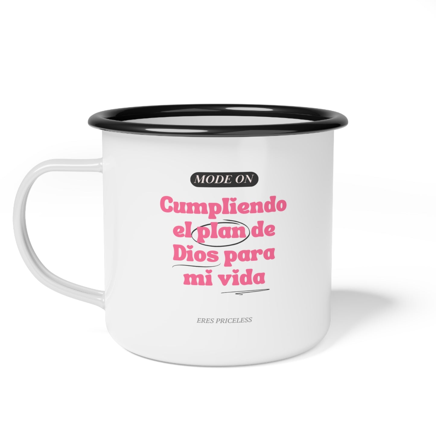 Taza Acero -“Mode On” Letras Rosa Intenso
