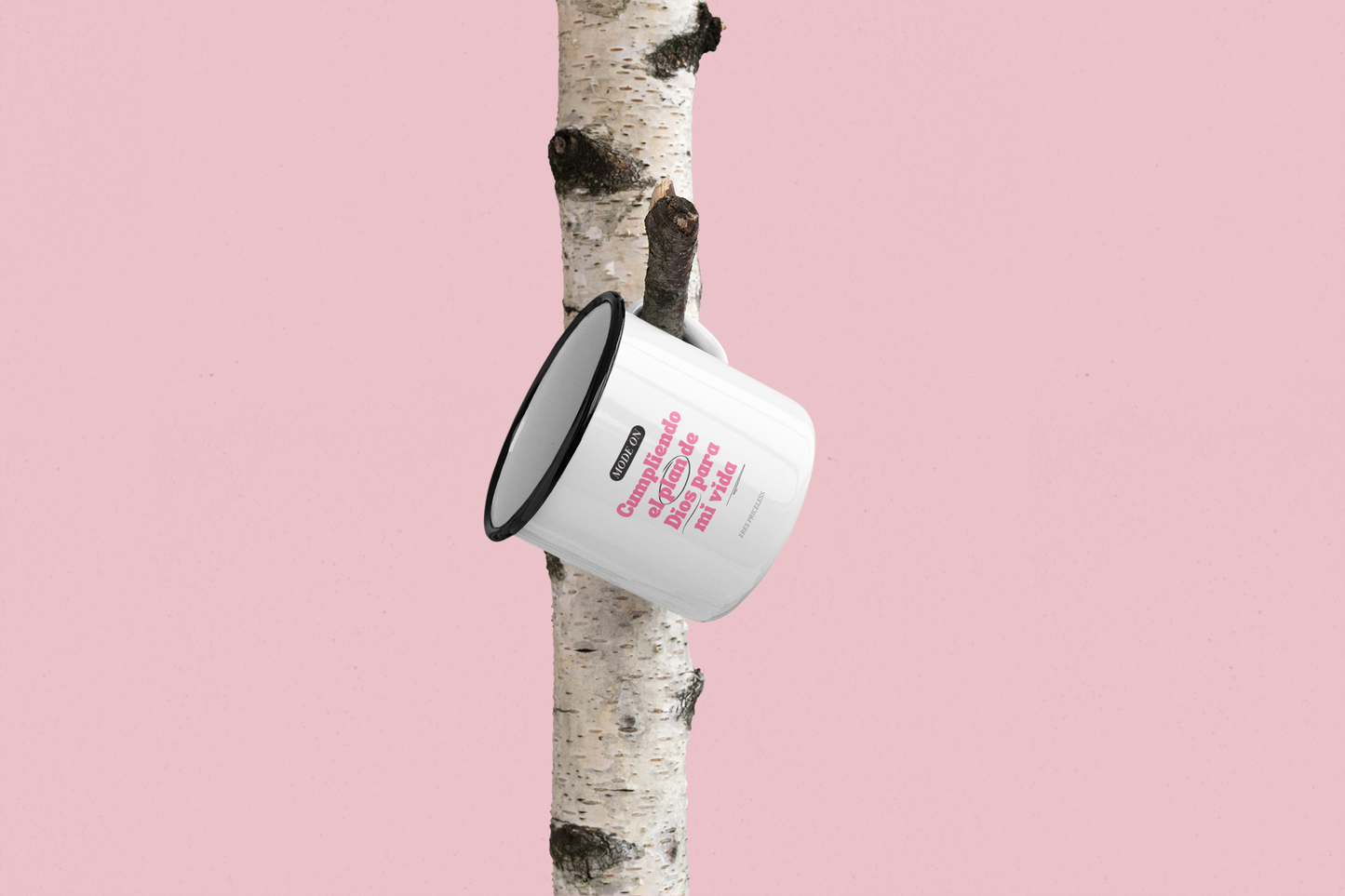 Taza Acero -“Mode On” Letras Rosa Intenso