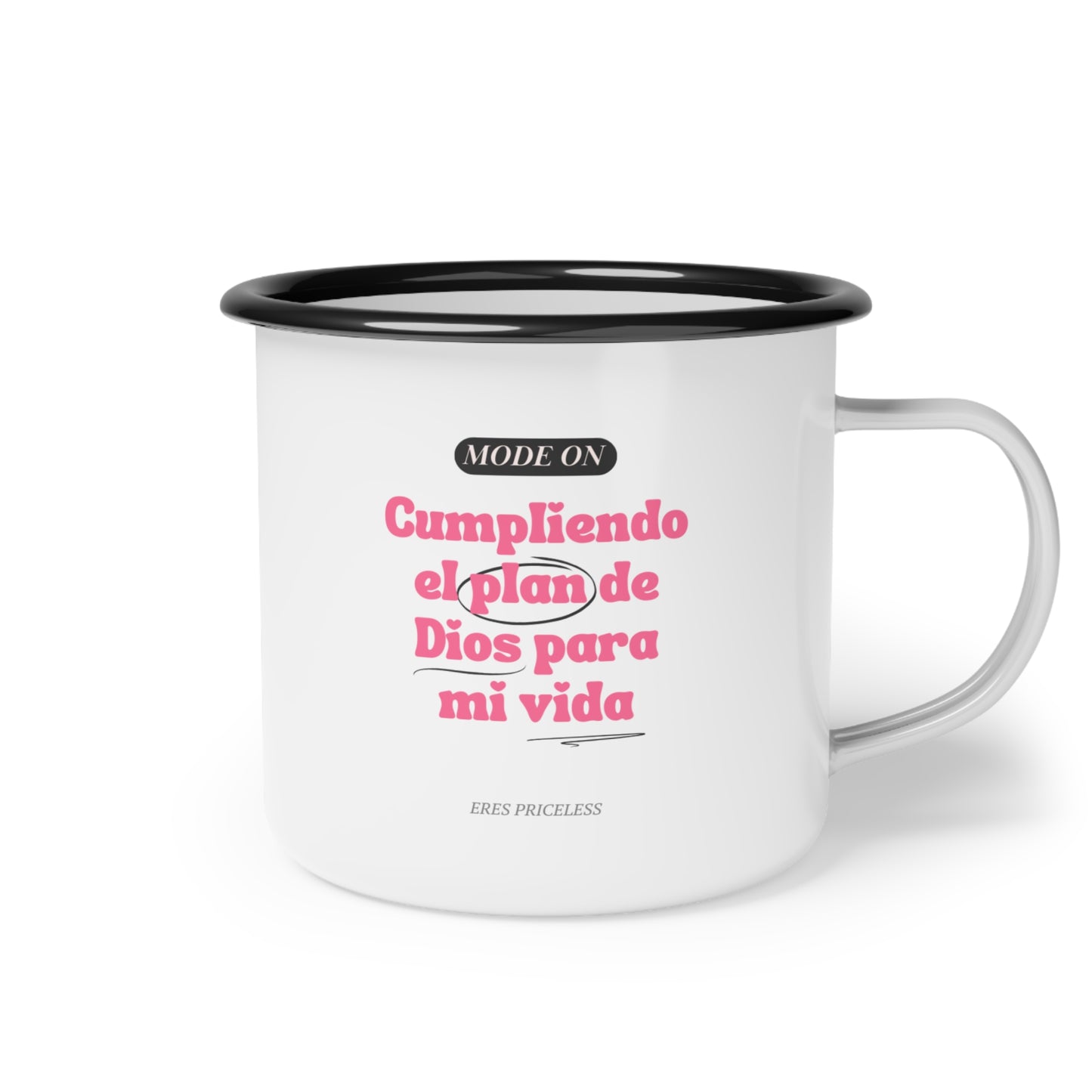 Taza Acero -“Mode On” Letras Rosa Intenso