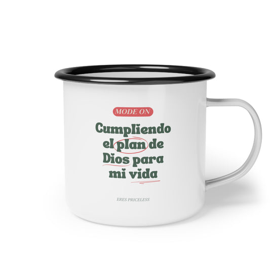 Taza Acero -“Mode On” Letras Verde Pino