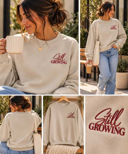Still Growing — Embroidered Sweatshirt Sand
