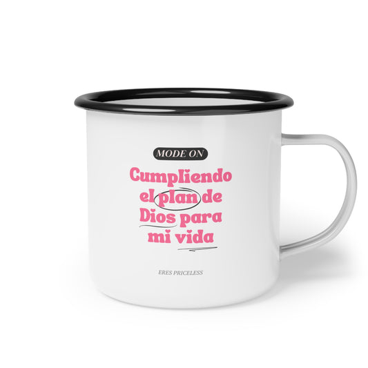 Taza Acero -“Mode On” Letras Rosa Intenso