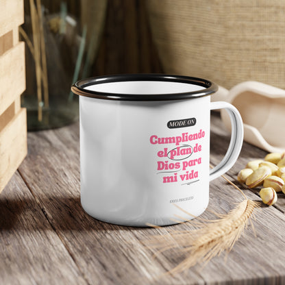 Taza Acero -“Mode On” Letras Rosa Intenso